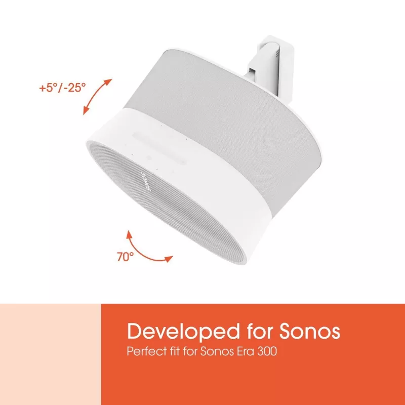 Supporto da parete Vogels | Supporto da parete per diffusore per Sonos Era 300 | Inclinabile, orientabile | Portata massima 7 kg | Bianco