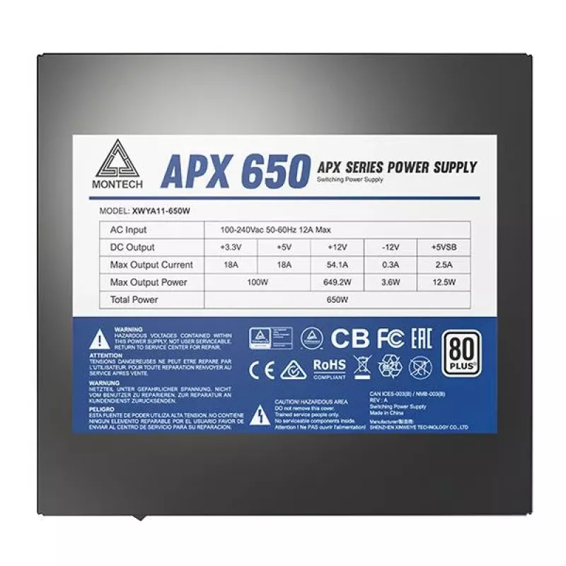 Montech APX650 alimentatore 650 W 20+4 pin ATX ATX nero