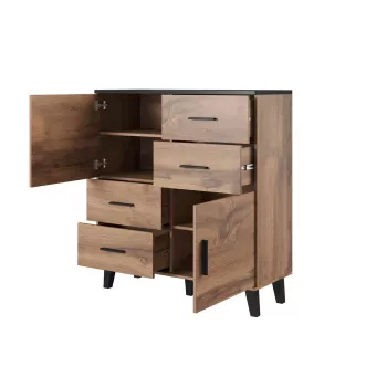 Cama sideboard LOTTA 110 2D4S rovere wotan/nero opaco