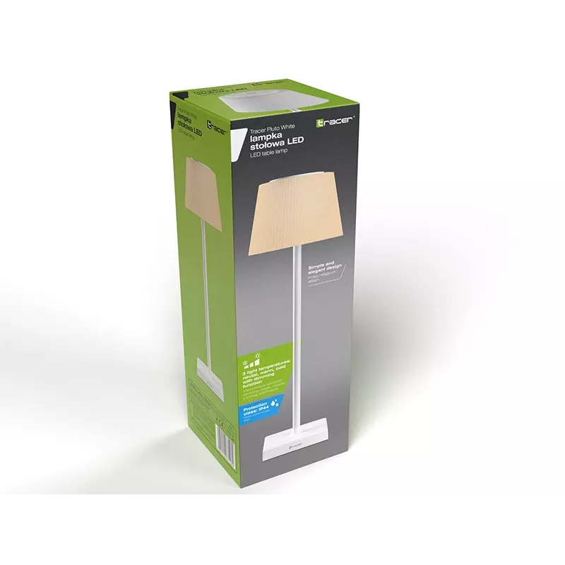 Lampada da tavolo TRACER Pluto bianco TRAOSW47233 LED dimmerabile, finitura bianca