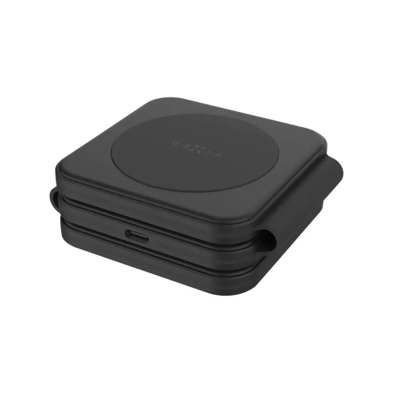 Caricabatterie pieghevole wireless FIXED FIXFLE-SA-BK 3-in-1 per Samsung — caricabatterie portatile compatto per telefono, auricolari, dispositivi indossabili