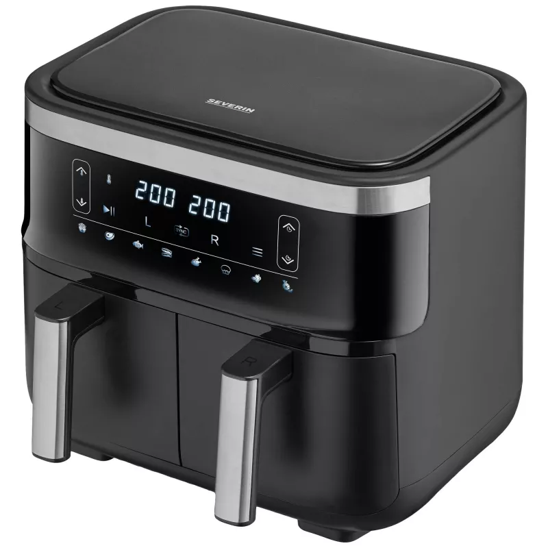 Friggitrice ad aria Severin FR 2453 Double 3,25 L 2850 W nero argento
