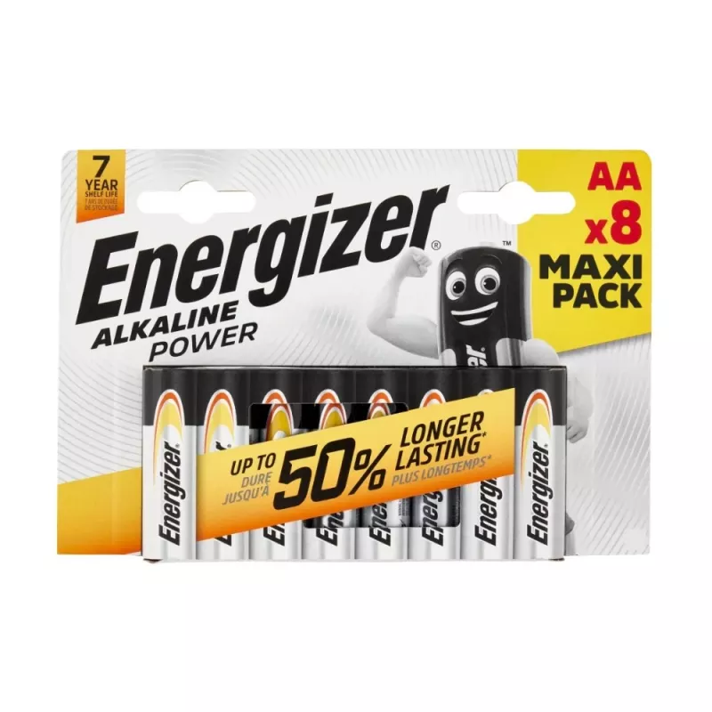 Energizer Alkaline Power Batterie AA/LR6, confezione da 8 (CHP8)