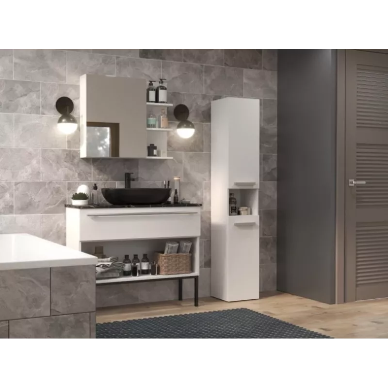Armadietto bagno NEL III 31x30x174 cm, bianco opaco