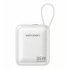 Vention FHEN0 Power bank, 10000 mAh, 35 W, cavo USB-C integrato, beige
