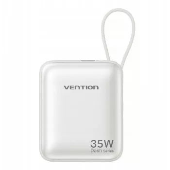 Vention FHEN0 Power bank, 10000 mAh, 35 W, cavo USB-C integrato, beige