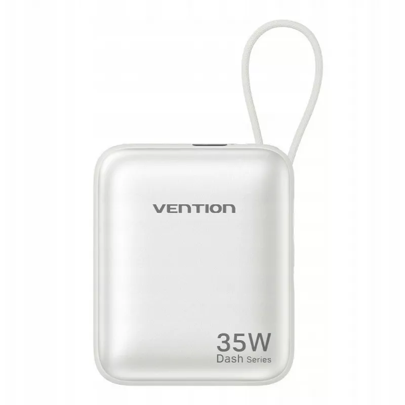 Vention FHEN0 Power bank, 10000 mAh, 35 W, cavo USB-C integrato, beige