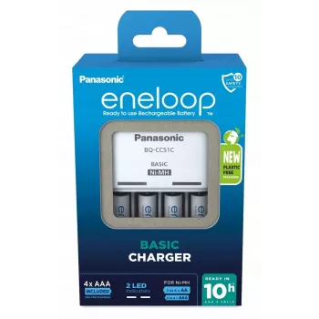 Caricabatterie PANASONIC Eneloop Basic BQ-CC51 + 4x AAA 800 mAh (K-KJ51MCD04E)