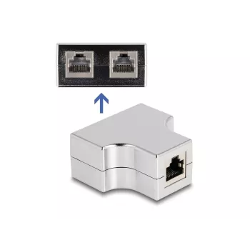 DeLOCK adattatore splitter RJ45 a T 1 x RJ45 femmina su 2 x RJ45 femmina Cat.5e STP