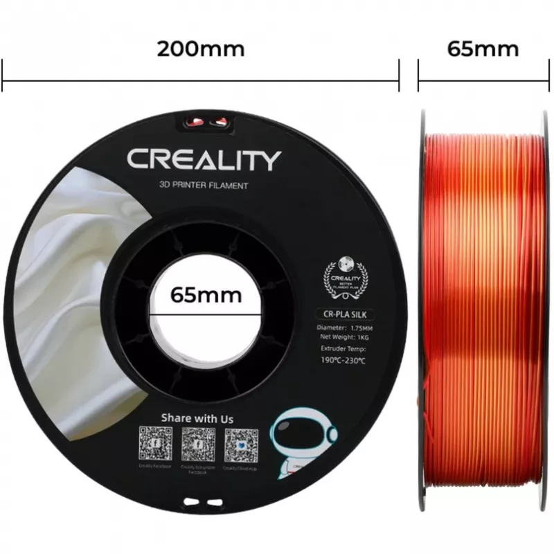 Creality CR-Silk PLA filamento, 1,75 mm, 1 kg, oro/rosso