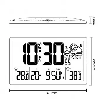 Orologio da parete GreenBlue GB218 — LCD extra grande, stazione meteo, temperature interne/esterne, visualizzazione data