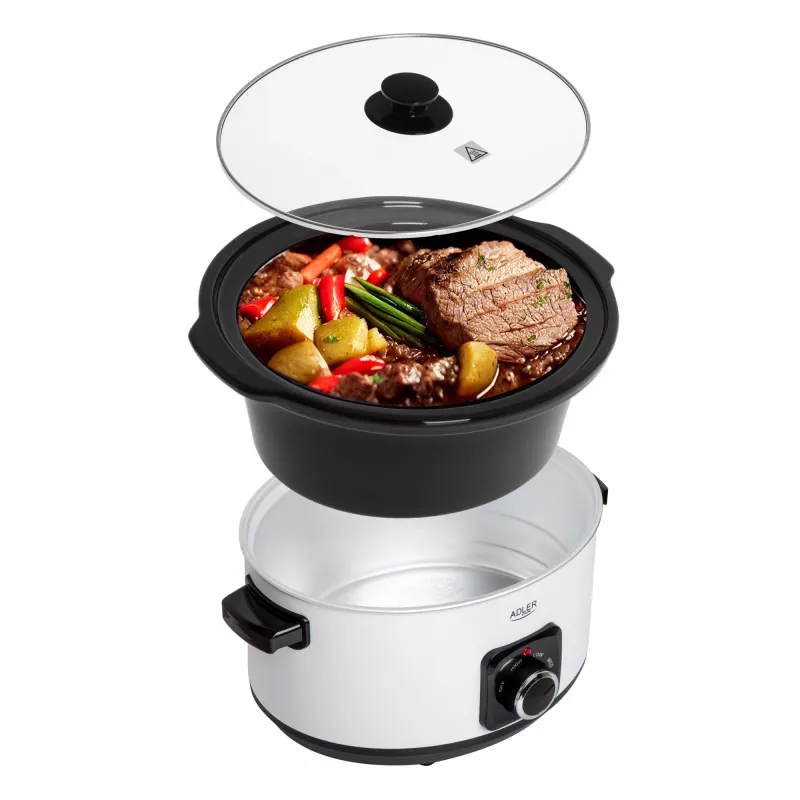 Adler AD 6413r Slow Cooker, 5,8L, bianco