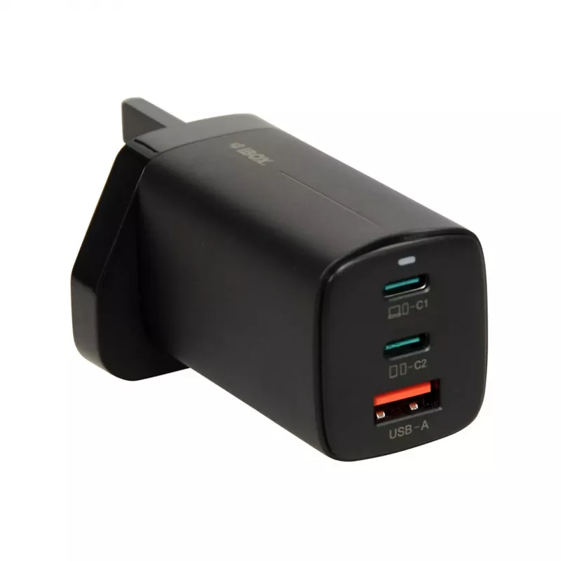 iBOX C-65 nero, caricabatterie universale GaN 65 W con spina UK