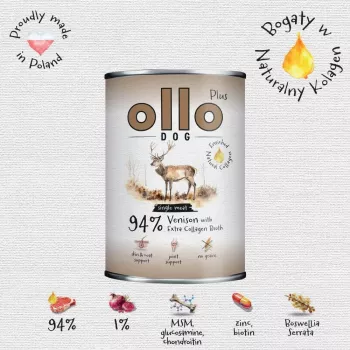 Ollo Plus Collagen cervo 400 g scatoletta per cani