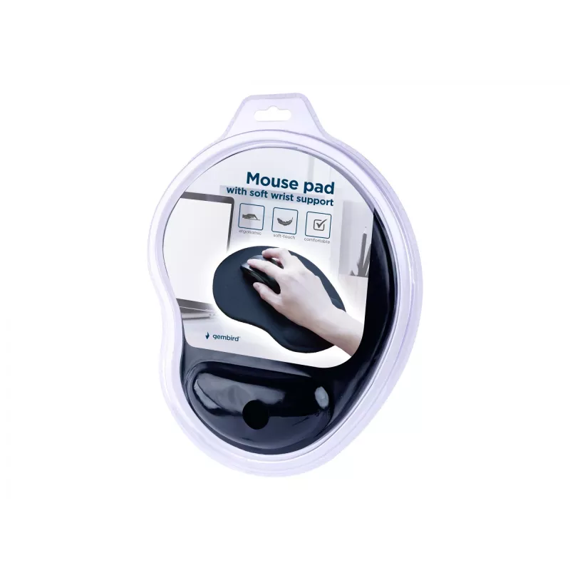 Tappetino per mouse GEMBIRD MP-ERGO-01, poggiapolsi in schiuma, 240×200 mm, spessore 4 mm, nero