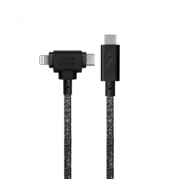 Cavo di ricarica e dati native union Belt cavo Duo Pro USB-C a USB-C e Lightning nero