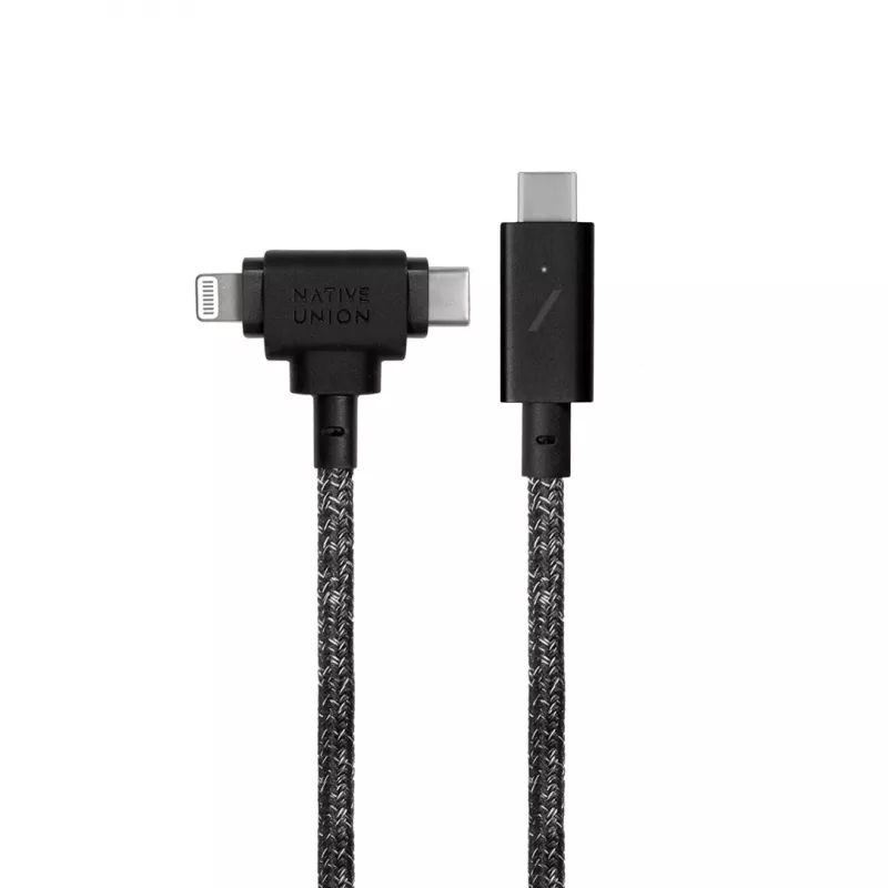 Cavo di ricarica e dati native union Belt cavo Duo Pro USB-C a USB-C e Lightning nero