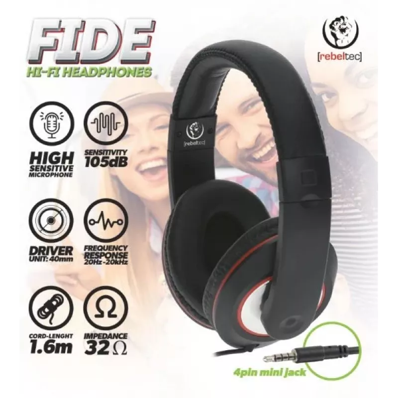 Cuffie Rebeltec con filo over-ear nero