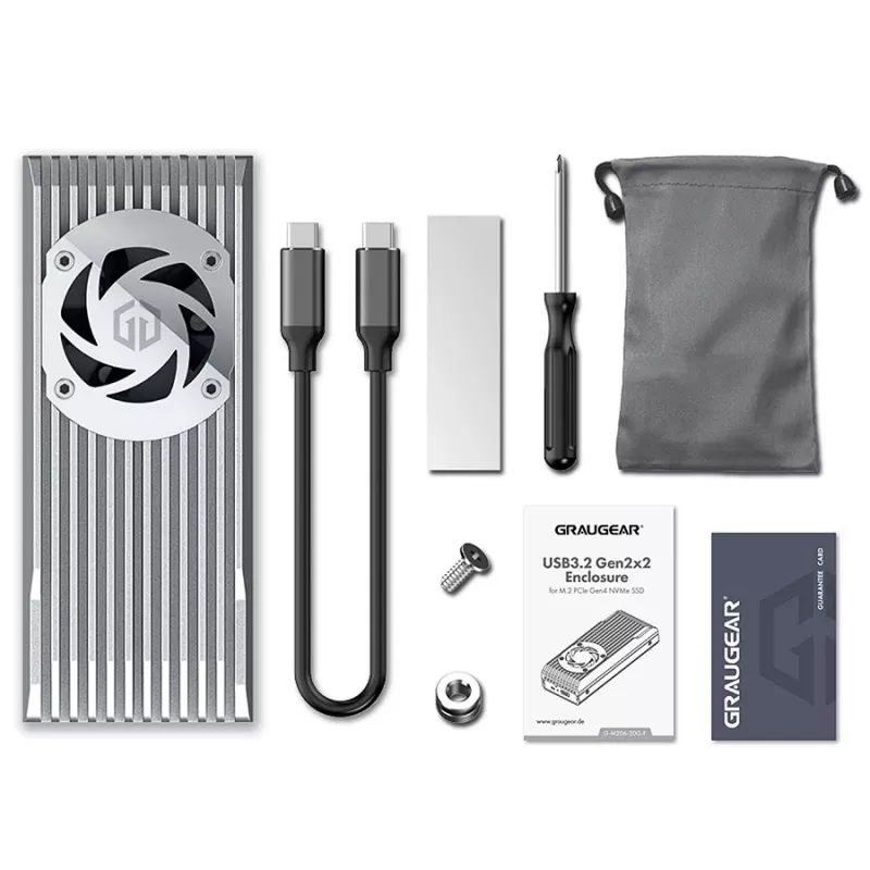 Case esterno GrauGear M.2 NVMe con ventola 20Gbit - case per unità - case (G-M206-20G-F)