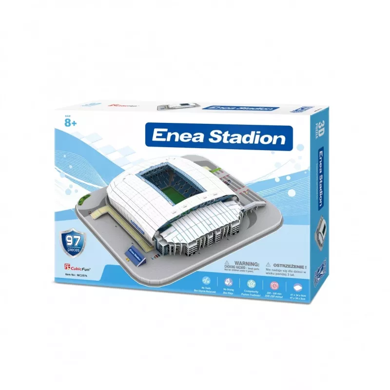 Puzzle 3D cubicfun modello stadio Lech-Poznan – riproduzione stadio in scala da assemblare, componenti in cartone, numero modello 306-20257