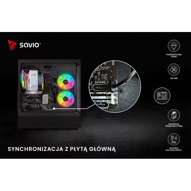 SAVIO Blast ventola per case 120mm ARGB PWM - Nero