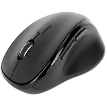 Manhattan mouse ergonomico wireless, per destrorsi, 800/1200/1600 dpi regolabili, 2,4 GHz (fino a 10 m), sei tasti con rotella di scorrimento, ricevitore combo USB-A e USB-C, nero, batteria AA (inclusa), tre anni di garanzia