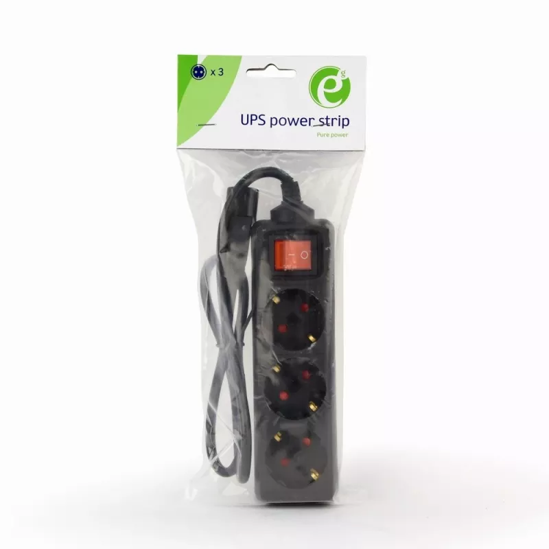 Gembird EG-PSU3-01 Prolunga di alimentazione 0,6 m 3 uscite AC per interni nero