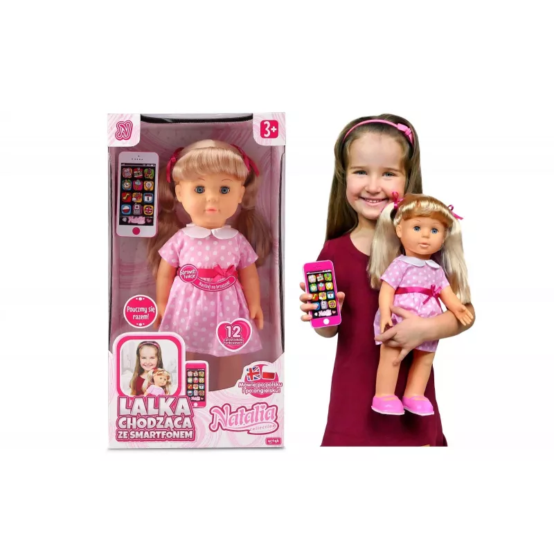 Bambola Artyk Natalia cammina con smartphone 41 cm – bambola camminante Artyk 41 cm con accessori