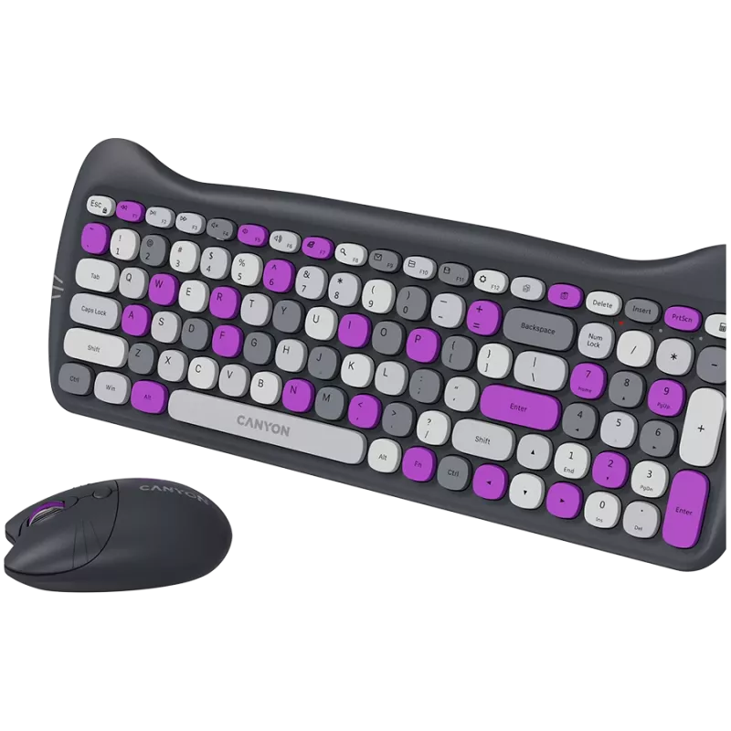 Set tastiera e mouse wireless CANYON HSET-W6 Kitty Edition – viola