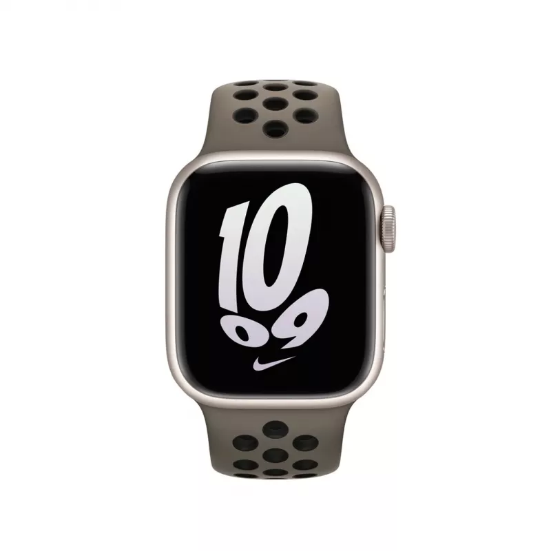 Cinturino per Apple Smartwatch, 41 mm Olive Grigio/Nero Nike Sport Band, fluoroelastomero, polso 130–200 mm