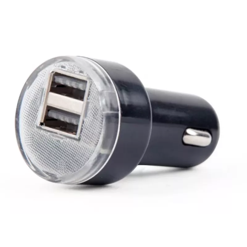Caricabatterie da auto Gembird EG-U2C2A-CAR-02, ingresso 12–24V, uscita 5V/2,1A, 2× USB 2.0, nero