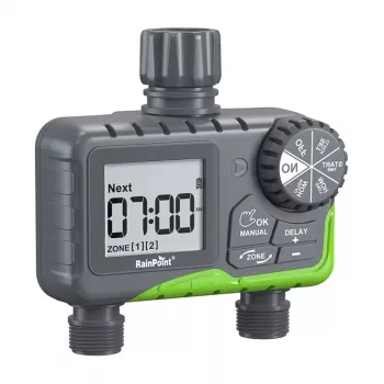 Timer per tubo di irrigazione RainPoint ITV205, controllo irrigazione programmabile 2 zone