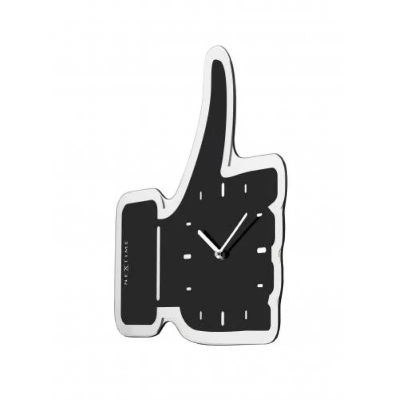 NeXtime orologio da parete 3072zw Thumbs up, 40,5x41 cm, da parete, nero/argento