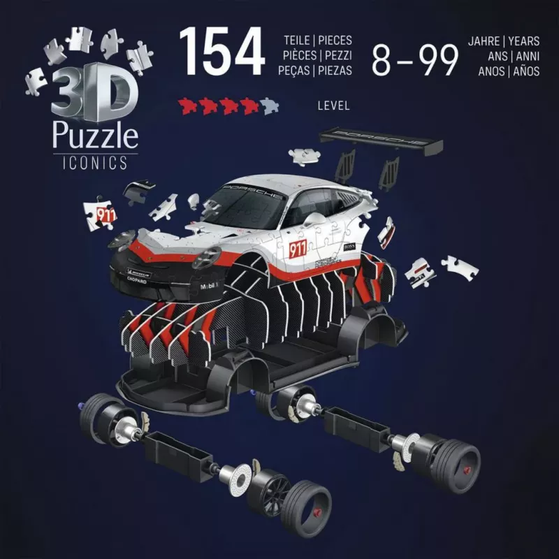 Puzzle 3D Ravensburger Iconics Porsche 911 GT3 Cup – kit di montaggio