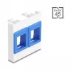 Accessorio cornice snap-in DELOCK 81557 — cornice per modulo Keystone in plastica, 45×45×17,5 mm, blu/bianco