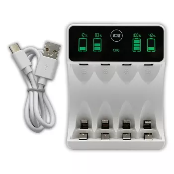 Caricabatterie QOLTEC 50848 per celle NiMH AAA (R03) e AA (R6) con display LCD