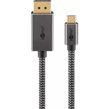 Goobay cavo intrecciato USB-C a DisplayPort 4K a 60 Hz 3 m nero argento - connettore maschio (75709)