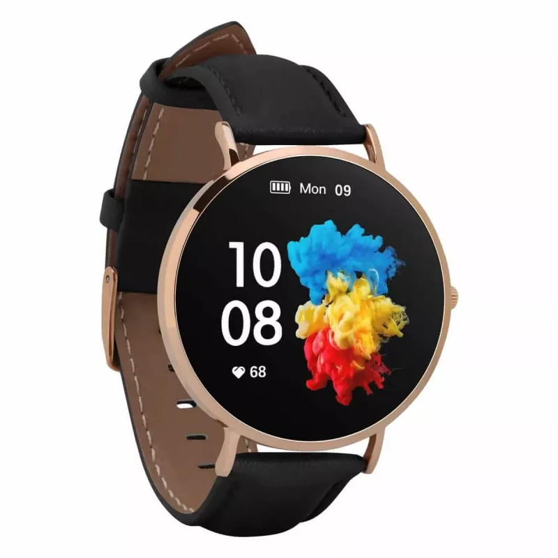 Smartwatch in pelle Garett Verona oro-nero