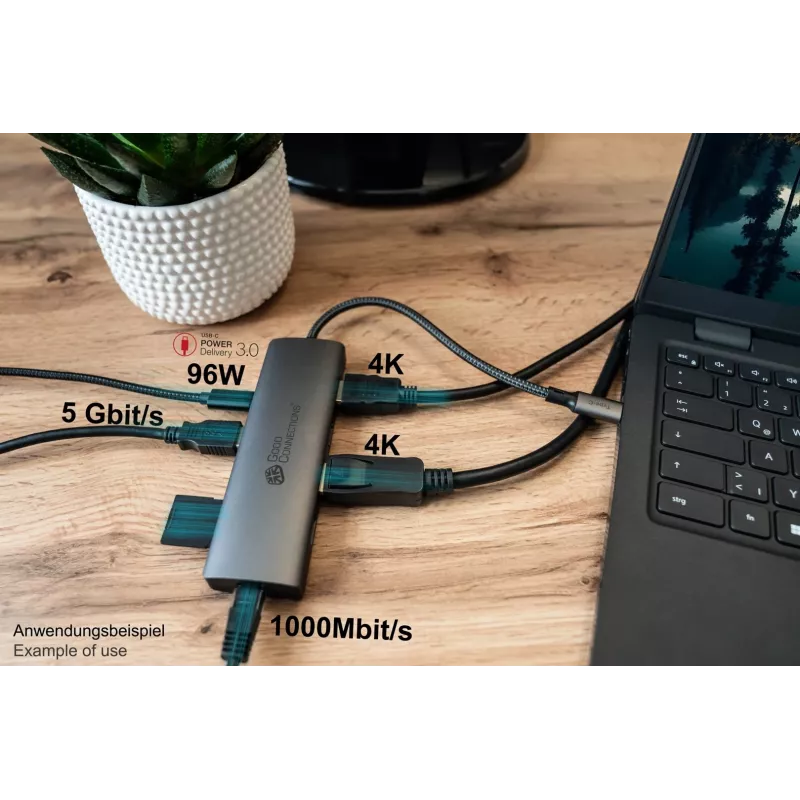 Alcasa HUB-C001A hub interfaccia USB Type-C 5000 Mbit/s antracite