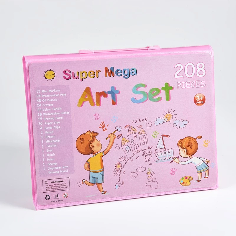 Set artistico Extralink 208 pezzi — set da pittura con pennelli, colori, pennarelli