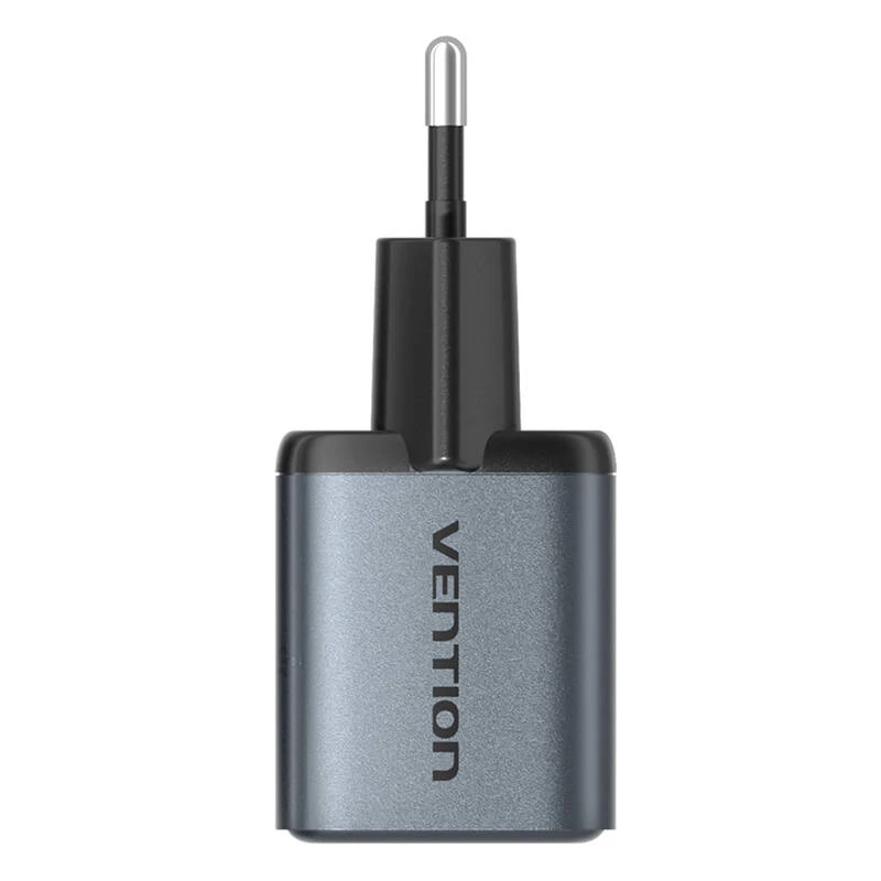 Caricabatterie GaN Vention FEWH0-EU 30W — 1× USB-C, 1× USB-A, 30 W, nero