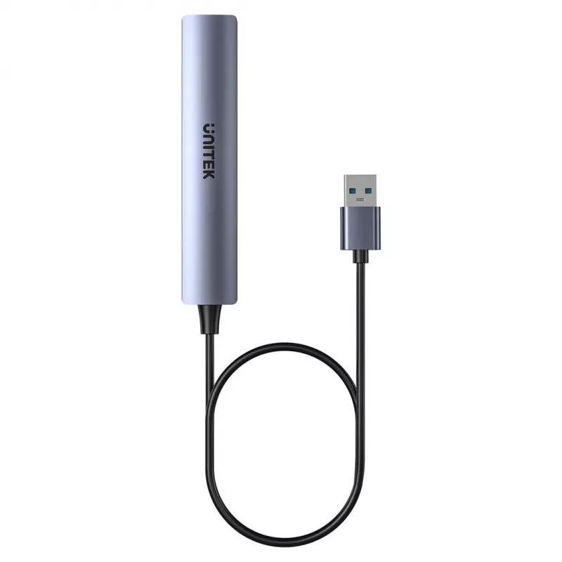 Hub USB Unitek H1208CGY01 — 4 porte USB 3.0 (5 Gbit/s), retrocompatibile con USB 2.0, alluminio