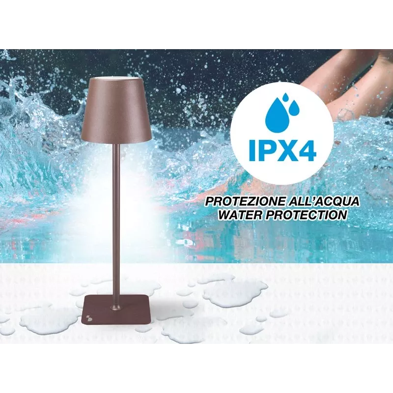 Beper P201UTP113 lampada da tavolo ricaricabile, controllo touch, 2 W, 2000 mAh, acciaio Corten