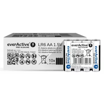 Batterie alcaline everActive LR6 AA confezione da 4 — 1,5 V, 3000 mAh, 50,5 × 14,5 mm