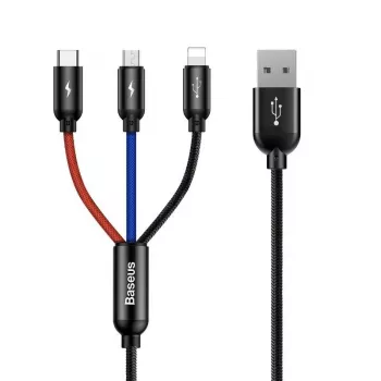 Cavo USB BASEUS Colorfone CAMLT-BSY01 1,2 m USB A 3 x USB C nero, rosso, blu