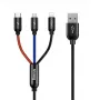 Cavo USB BASEUS Colorfone CAMLT-BSY01 1,2 m USB A 3 x USB C nero, rosso, blu