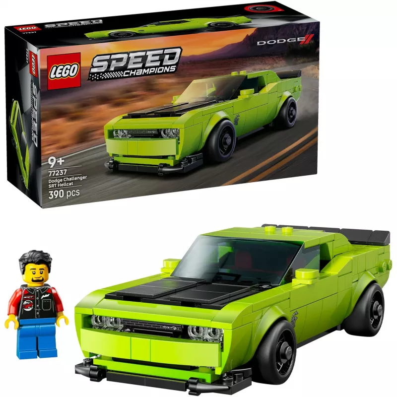 Auto giocattolo da costruzione LEGO Speed Champions Dodge Challenger SRT Hellcat 77237 — 390 pezzi, 1 minifigure, età consigliata 9+