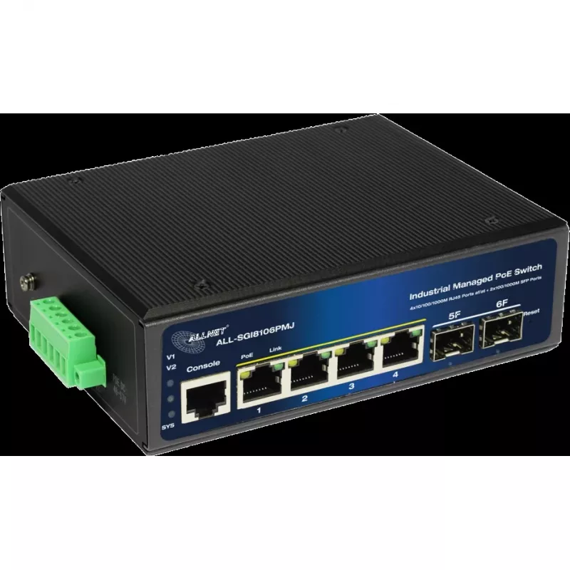 Switch PoE industriale managed ALLNET ALL-SGI8106PMJ 4 PoE + 2 porte uplink
