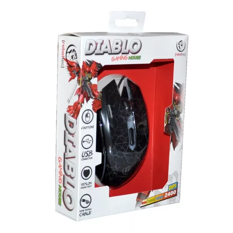 Rebeltec Diablo - mouse - ottico - 6 tasti - con filo - USB