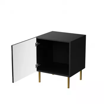 Set comodini 2 pz. cama meble JUNGLE — 53,5×40,5×44 cm, nero opaco MDF/truciolare, gambe dorate